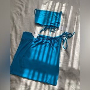 WeWoreWhat blue strappy top and skirt set